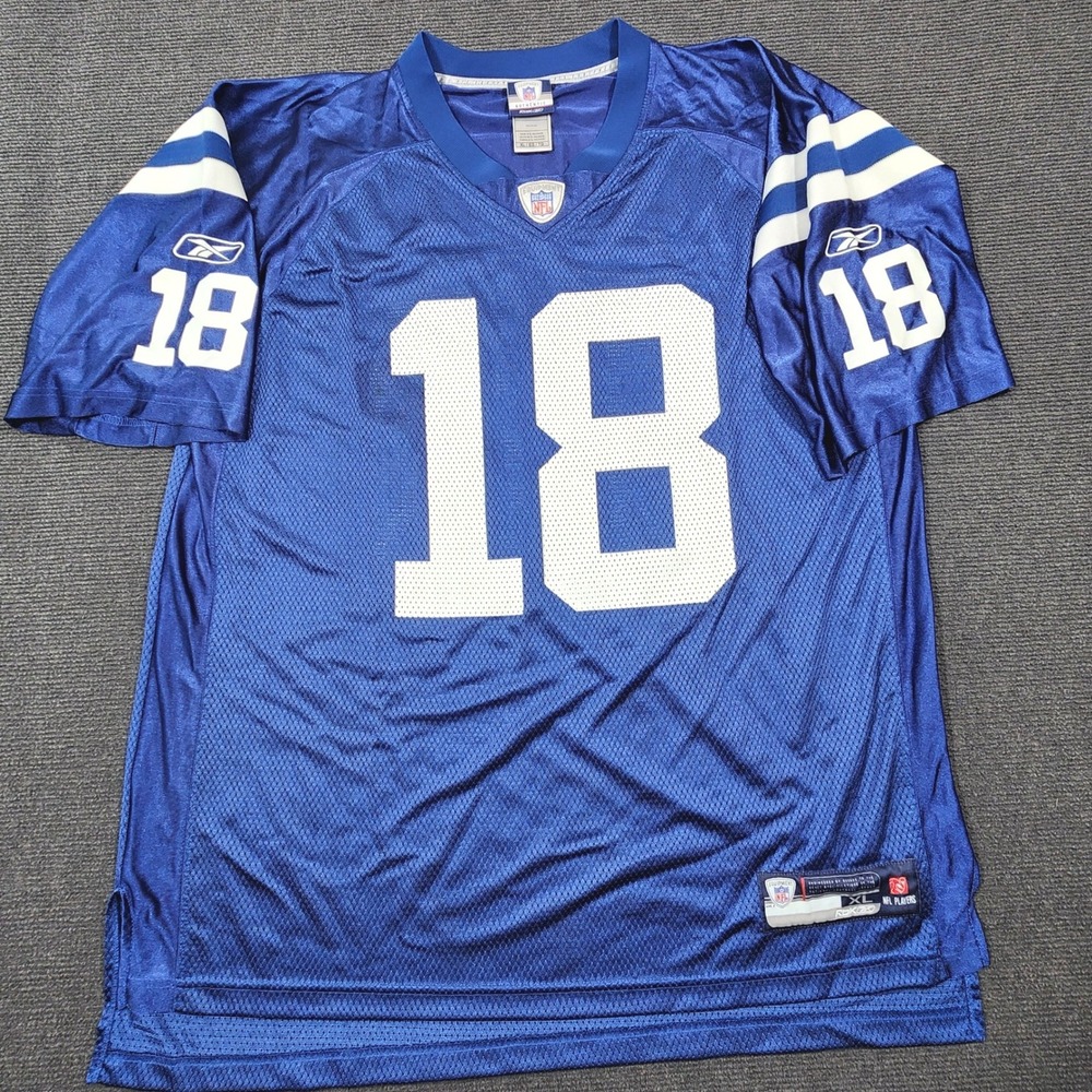 Reebok Indianapolis Colts #18 Peyton Manning Jersey Mens XL Stitched Sewn Blue